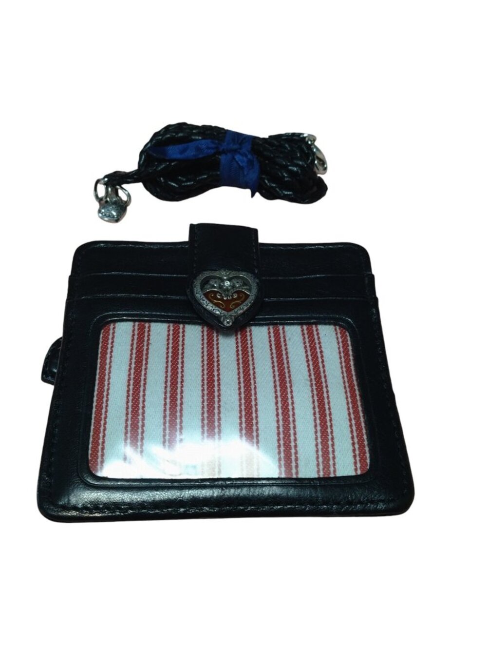 Brighton Leather ID Card Holder Lanyard Leather Heart Travel Contemporary